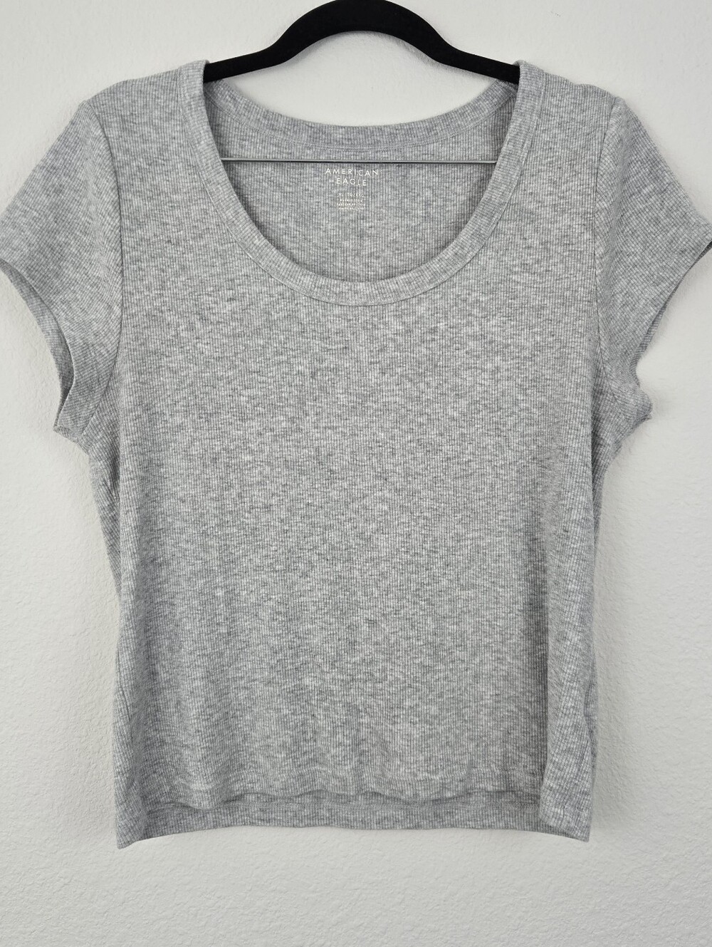 Gray Ribbed American Eagle Crop Top
